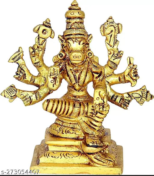 Brass Varahi Amman statue, 350gm, 8x7cm, Indian god idol