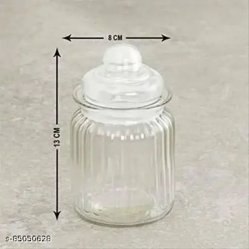 VITALLIO 350 ml Kitchen Storage Glass Jar, Matka Shape, Honey Storage Container 350 ml pop jar for kitchen storage - 350 ml - 500 ml Glass Grocery Container (Pack of 6, Clear)