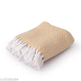 Yellow Chevron patterned cotton throw