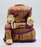 Gold-plated iOlet saree Varalakshmi Idol, Indian decorative statue for pooja, 24.5cm x 17.5cm x 38.5cm