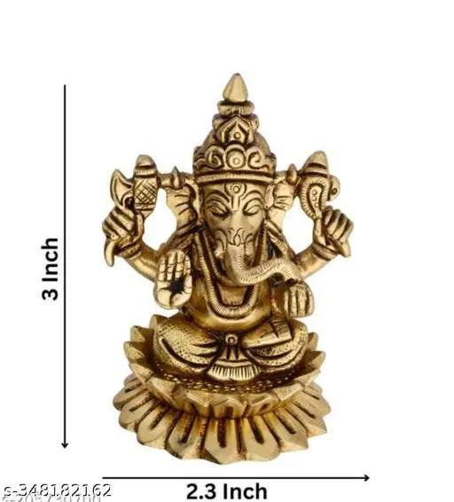 Brass Ganesha statue, 350gm, intricately detailed Indian home decor showpiece