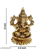 Brass Ganesha statue, 350gm, intricately detailed Indian home decor showpiece