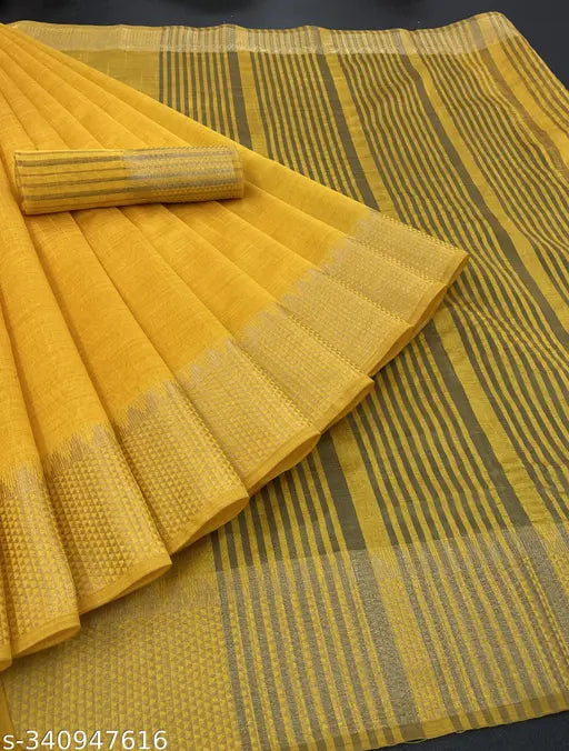 Yellow and blue Saree with intricate designs
