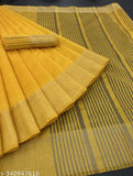 Yellow and blue Saree with intricate designs