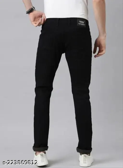 Monk black denim plain men's jeans, Indian-made quality fit for any occasion