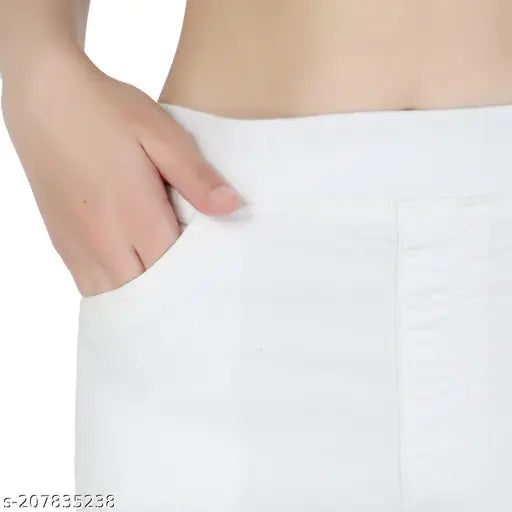 Colorful denim colorblocked jeggings - slim fit, available in sizes 28, 30, 34, 36, 38. Indian-made fashion essential for women's wardrobe