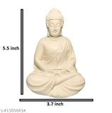 White resin Buddha statue, meditation decor piece for living room, bedroom, office or desk, 5.5-inch tall and 9x10cm in size