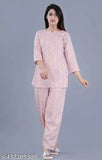 Women's beautiful rayon printed night suit, stylish three-quarter sleeves pyjamas in various sizes