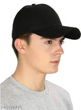 Stylish unisex black cotton baseball cap with metal buckle - versatile fashion accessory for men and women, Made in India