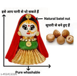 Synthetic resin Indian idol: Riddhi & Siddhi, twin goddesses of wealth & prosperity, adorned with jewels, seated on lotus, serene expressions, symbolic objects, divine aura