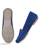 Blue suede ballerinas by Saanvishubh, stylish slip-on shoes for women and girls