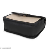 Ravishing stylish women slingbag, black leather zip closure, multiple pockets, 3m