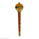 Heavy gold-plated Hanuman Ji Gada, premium quality metal protective charm for Nazar Suraksha, big size (4.5L x 6W x 0.5D cm)