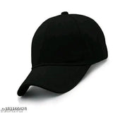 Stylish men's black wool baseball cap (pack-1), solid pattern, high-quality cotton cap from India