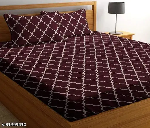 Trendy glace cotton queen bedsheet, pack of 1, with 2 pillow covers, high-quality 144 thread count