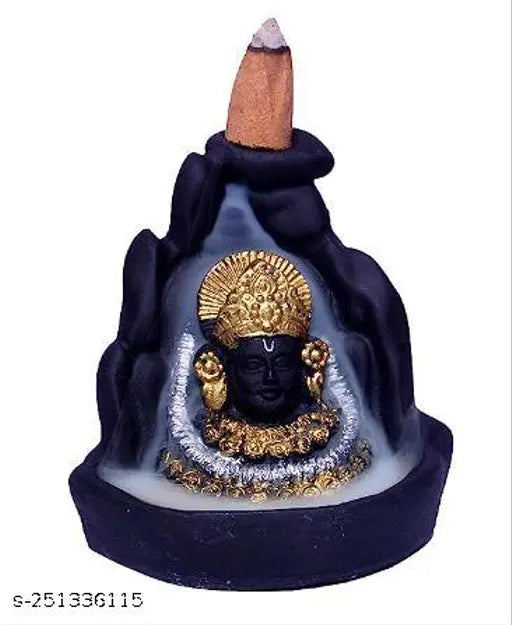 Backflow incense cone holder Lord Khatu Shyam Ji idol statue, decorative showpiece with 101 free smoke