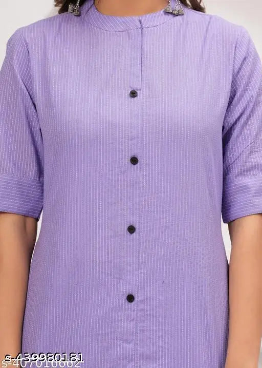 Women's cotton katha kurta and palazzos coords set, solid color traditional Indian wear on mannequin