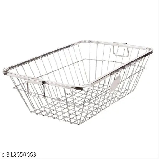 Silver Stainless Steel Dish Drainer Basket for kitchen, organizes dishes with multiple slots, suitable for modern kitchens