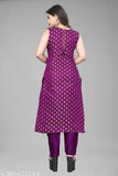 Banarasi silk woven design kurta set with matching taffeta pants, side-attached sleeves and elastic fitting pents, single size available, made in India