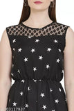 Stylish crepe sleeveless printed net jumpsuit, trending fashion for women in various sizes from S to XL