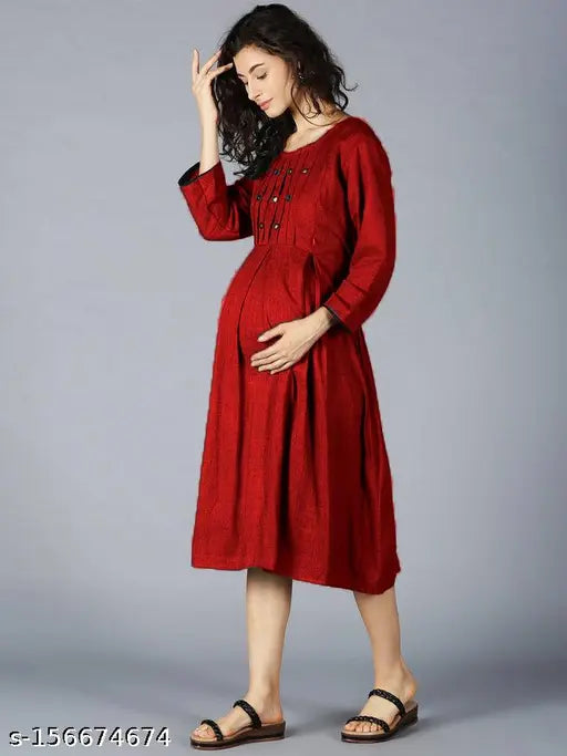 Maroon women's maternity kurti for nursing, navy blue