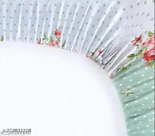 Glace cotton fitted floral prints bedsheet set with double pillow covers, superfine quality for summer use