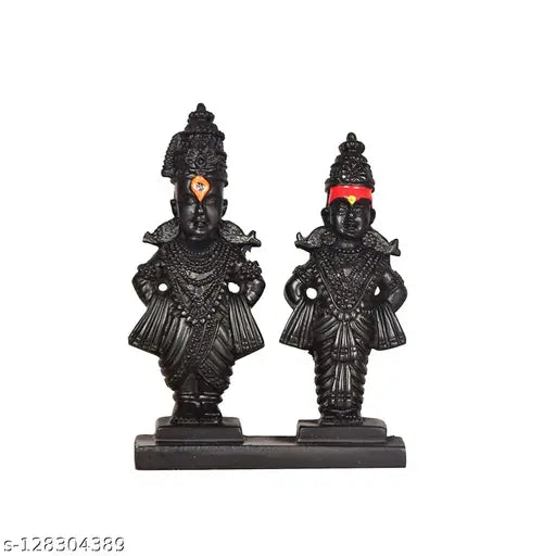 Clear cast fibre/marble powder Vitthal Rukmini Murti car dashboard sculpture, ideal for worship or home decor, made by Sculpto Mania