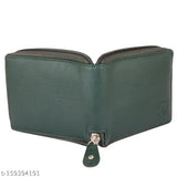 Green PU zip wallet, 2 compartments, well-crafted men's wallet made in India
