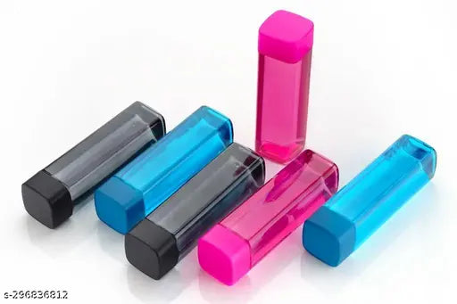 Multicolor square-shaped fridge water bottles (1000ml, set of 6), leak-proof, BPA-free, and freezer safe