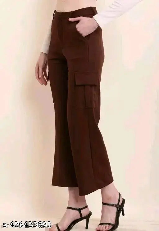 Brown and black combo pants with a side pocket