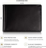 Black genuine leather men's card case wallet, ideal for daily use with 2 compartments, solid design, free size (L:9cm W:11cm), made in India