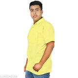 Matty fabric half-sleeve plus size polo t-shirts in Lemon and Red, comfortable and airy with pockets for men - available in XL to 6XL sizes, made in India