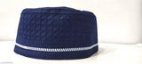 Blue cotton Islamic cap, solid pattern namaz topi for men, authentic design, comfortable and easy to maintain