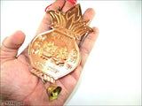 Metal Hindu Ganesha Lakshmi Subh Labh Kalash with Bell - Gorgeous Indian wall hanging for spirituality, wealth, and good luck