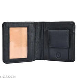 Faux leather men's wallet, MATIN LIFE, 6 card slots, coin pocket, 2 hidden compartments, 2 currency slots, ID slot, solid pattern