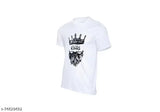 Blue polyester short sleeve King T-shirt with printed pattern, size M (38in chest, 27in length)
