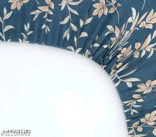 Elastic superfien cotton bedsheet, 2 pillow covers - colorful floral design for summer, adult use, made in India (290 thread count, double queen size)