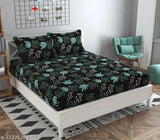 Multi-colored elastic fitted double bedsheet (90x90) & 2 pillow covers (78x72), Soniasaa brand, cotton, 240 thread count, ideal for AC rooms, machine washable