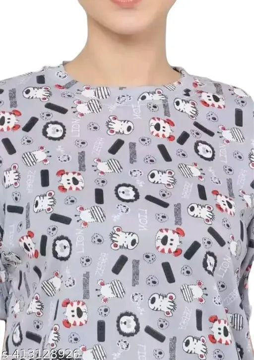 Modern silk-blend 4pc sleepwear set, printed with vibrant patterns, ideal for travel or lounging