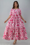 Cotton long Anarkali gown kurtas with short sleeves, printed combo in vibrant Indian design. [Color/pattern specifics if available]