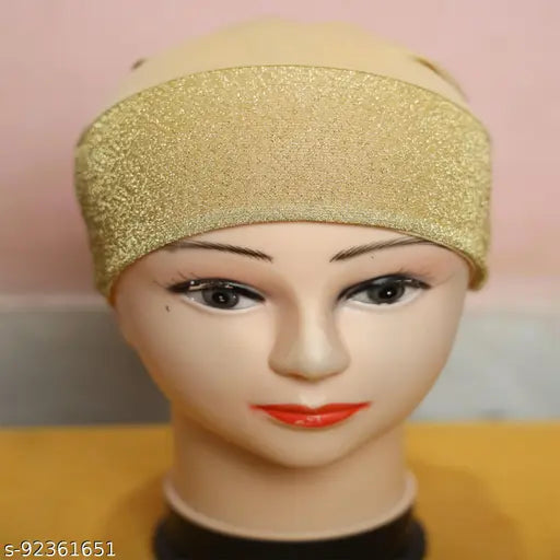 Gold embroidered hijab cap with underscarf, head covering