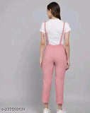 Pink cotton printed dungaree for women from M S Fashion House, featuring short sleeves and cat print design
