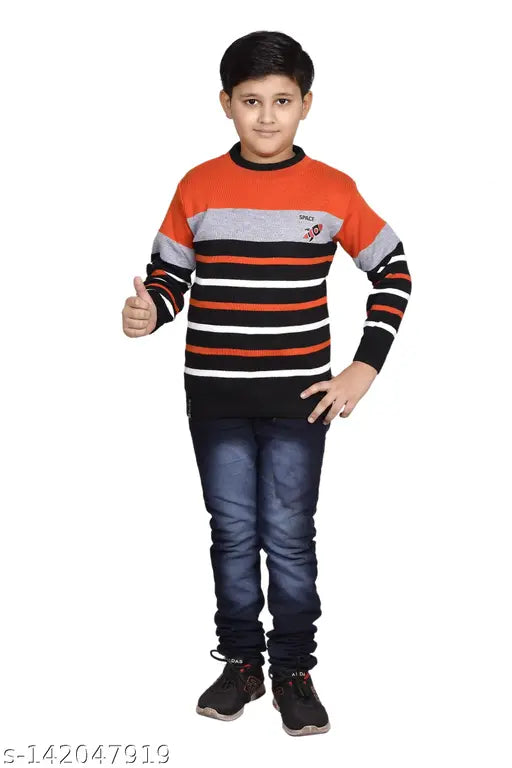 Dimsy Collection striped wool sweater for kids, casual wear with long sleeves, 8-12 years size, India origin