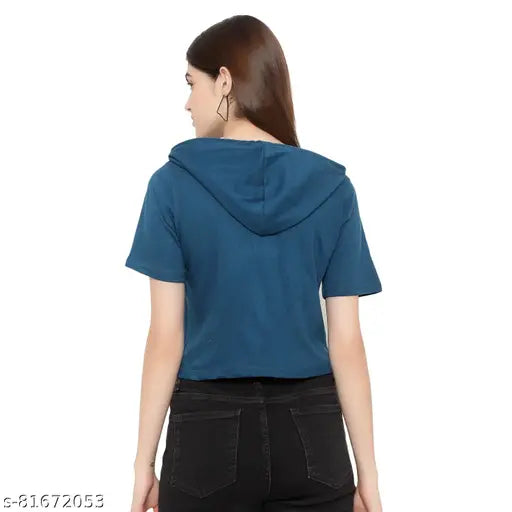 Deepmayra women's cotton half-sleeve T-shirt combo (hoodie) - summer wear for women, solid pattern, regular fit