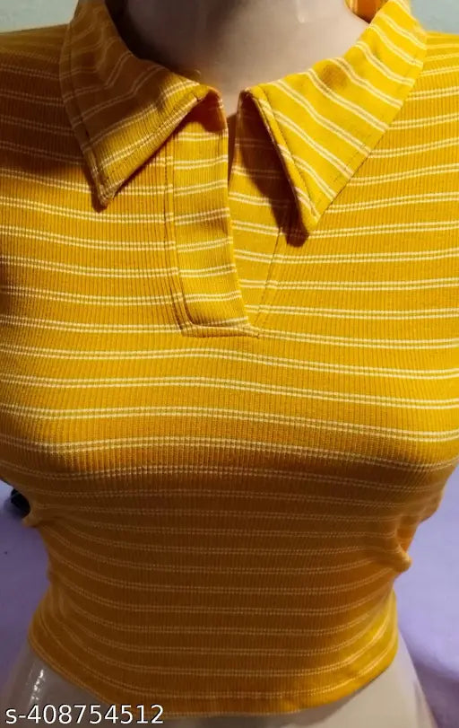 Striped net Lycra lining collar half baju msustar, short-sleeved women's top from India