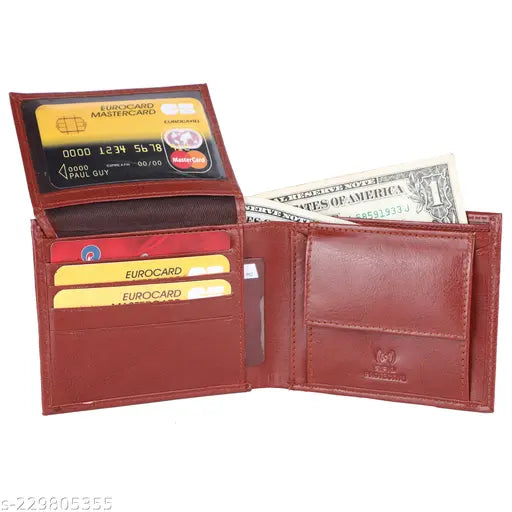 Tan faux leather RFID wallet and pen combo, 8 card slots, men's accessory in regular size