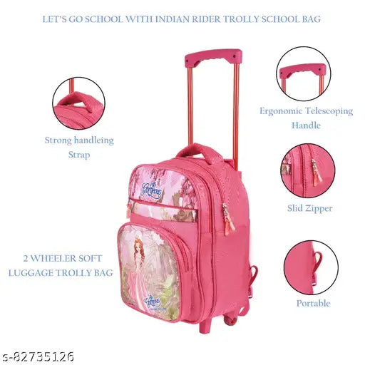 Pink polyester Indian Riders Wonder girl Barbee school bag, durable and spacious, designed for kids' school essentials