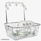 Steel dish drainer with multipurpose detachable hanger