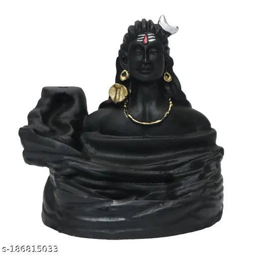 Resin Adi Shankara Mahadev Shiv Shankara Backflow Incense Holder with 10 cones - decorative showpiece for festive occasions, home decor gifts