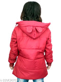 Red padded children's jacket with hood, premium quality